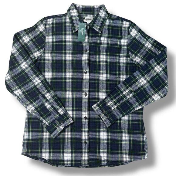 NWT L.L. Bean Scotch Plaid Shirt Women’s Reg S Relaxed Gordon Green Cotton $99 - Picture 2 of 10
